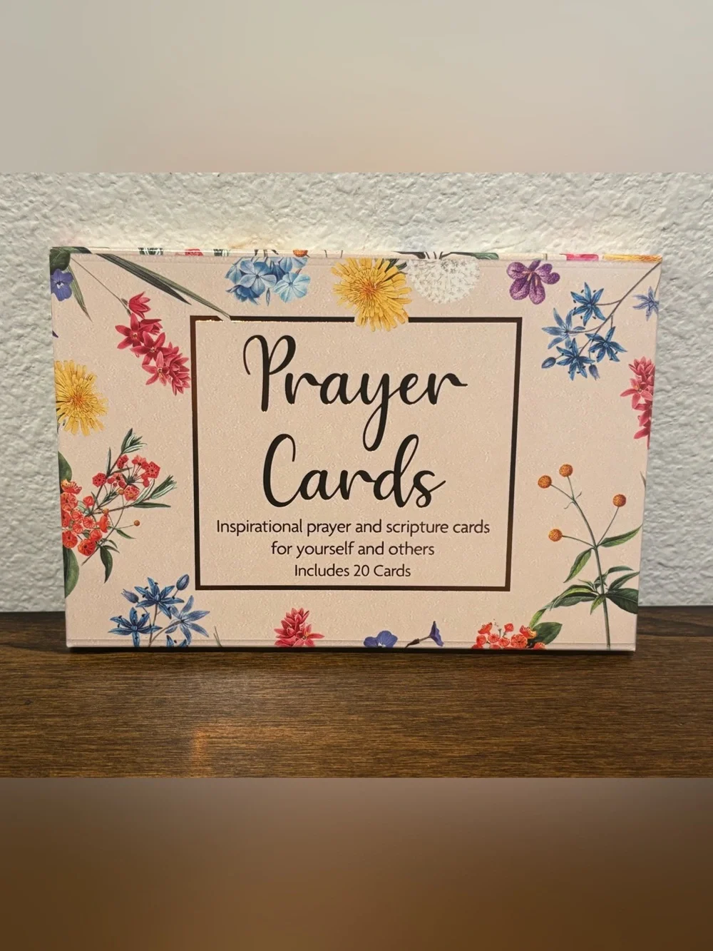 Set of 20 Prayer Cards Box – Cream with Multicolored Floral Accents